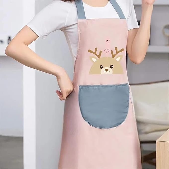 9UP Cooking Printed Apron 2Pcs Waterproof Kitchen Apron With Centre Pocket Oil Proof Fashion Apron Suitable For Cooking Baking Dishwashing And Other Occasions Pack Of 2 - Image 2