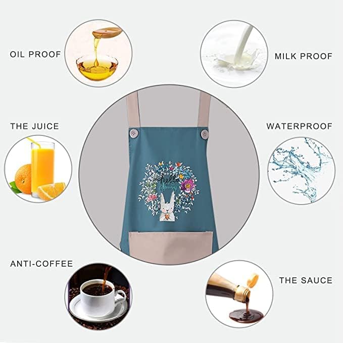 9UP Cooking Printed Apron 2Pcs Waterproof Kitchen Apron With Centre Pocket Oil Proof Fashion Apron Suitable For Cooking Baking Dishwashing And Other Occasions Pack Of 2 - Image 4