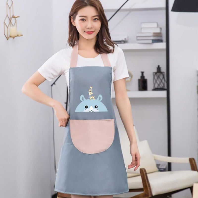 9UP Cooking Printed Apron 2Pcs Waterproof Kitchen Apron With Centre Pocket Oil Proof Fashion Apron Suitable For Cooking Baking Dishwashing And Other Occasions Pack Of 2 - Image 3