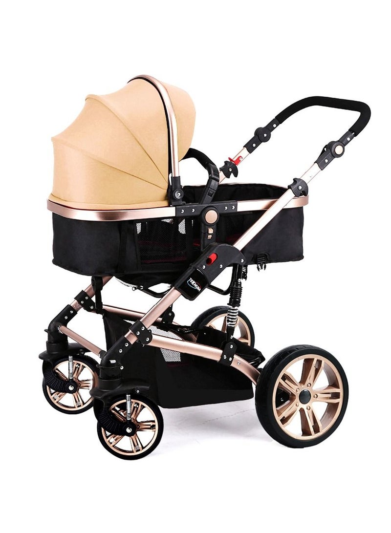 TEKNUM 3 In 1 Pram Stroller With Sunveno Fashion Diaper Tote Bag - Khaki - Image 2