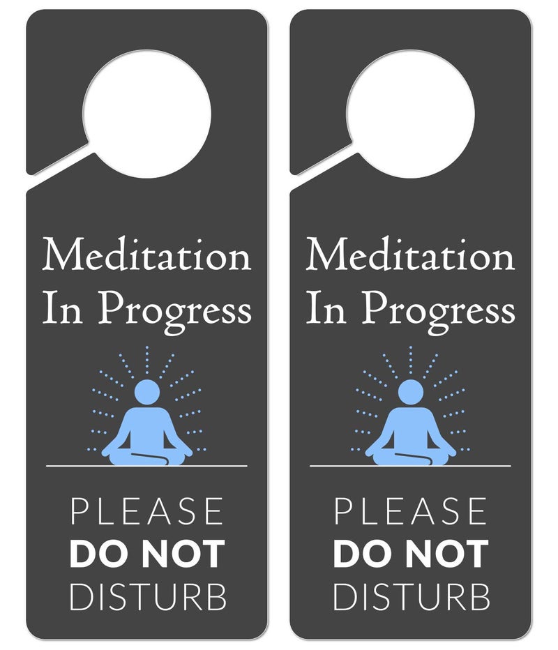 Al Raied ARS® 2 Pack Meditation Door Hanger - Do Not Disturb Sign, 9.3"x3.5" PVC Plastic - Image 1