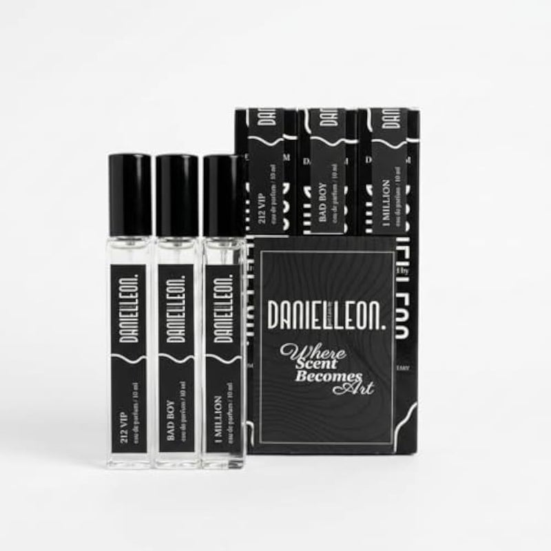 Daniel Leon Men's Perfume Set 3 x 10ml - 212 VIP, 1 Million & Bad Boy Inspired Fragrance Collection - Long Lasting Eau de Parfum - Mini Travel Size Gift Set for Men - Image 1
