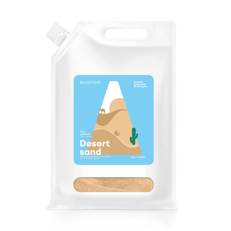 BUCATSTATE Hamster Bath Sand with Pour Spout, 6.6LB Desert Bath Sand | No-Dust Potty Litter Calcium-Free Sand for Hamster Chinchillas Gerbil Mice Degu or Other Small Pets (Fine Sand) - Image 1