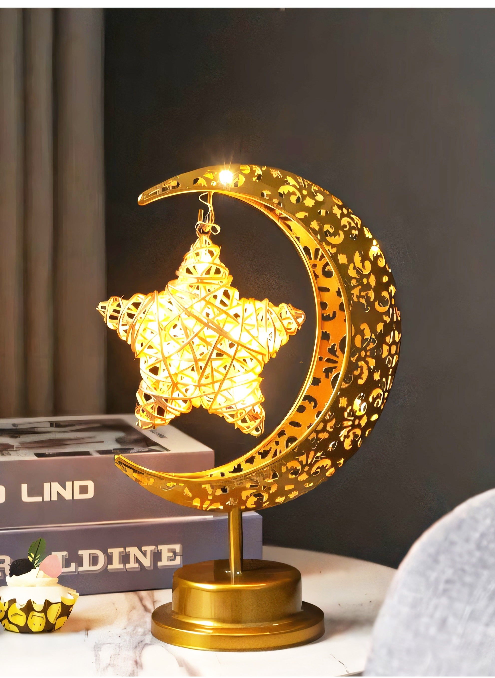 Ramadan Decorations LED Decorative Light Moon Star Table Lamp, Cordless Ramadan Moon Shape Desk Lamp, Bedside Table Night Light for Bedroom Dining Living Room Party Nursery Office Decor - https://f.nooncdn.com/p/pzsku/Z042FF0B1452EBF8E8066Z/45/_/1739506565/2eebb7d1-ae26-446a-9afe-c994cb7cc900.jpg?width=original