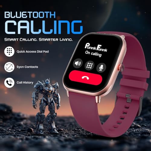 PunnkFunnk NovoLux HD Display Smartwatch for Men & Women | Bluetooth Calling | Heart Rate | Sleep Monitor | 113+ Sports Modes | Step Counter | IP67 Waterproof Smartwatch for Android & iOS - (Maroon) - Image 3