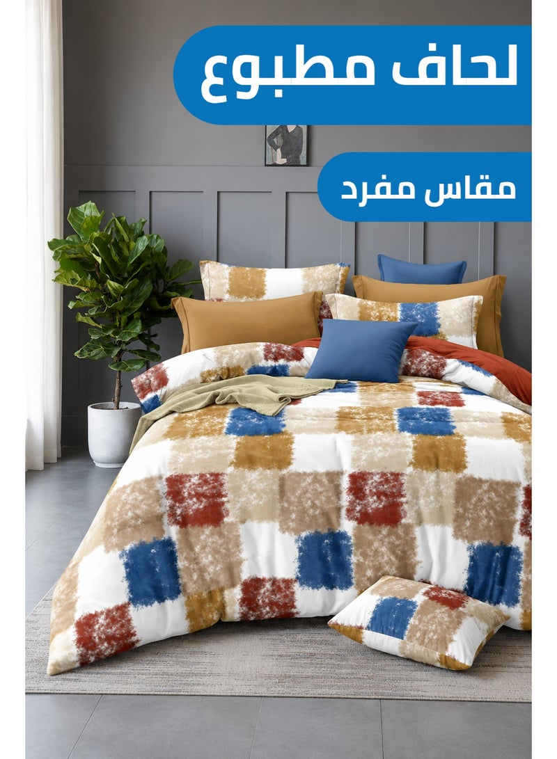 Modern Colorful Printed Comforter Set Single Size 160×245 cm with Flat Bedsheet & Pillow Covers - Image 1