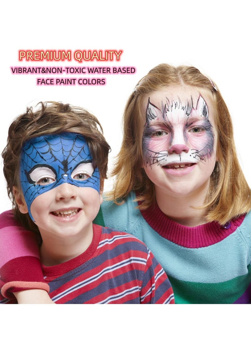 Face Painting Kit for Kids Party- 16 Water Based Non-Toxic Sensitive Skin Paints with Stencils, 2 Painted Stick, Halloween Makeup Kit - Safe and Easy to Use Face Paint Kit for Kids - Image 4