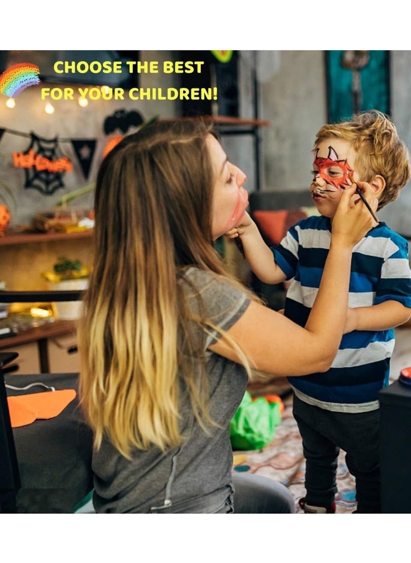 Face Painting Kit for Kids Party- 16 Water Based Non-Toxic Sensitive Skin Paints with Stencils, 2 Painted Stick, Halloween Makeup Kit - Safe and Easy to Use Face Paint Kit for Kids - Image 2