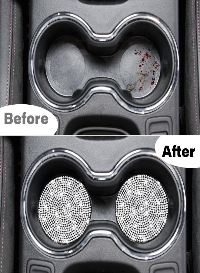 BFXM 2 PCS Car Cup Coasters, Universal Cup Holder Coaster for Car Interior Accessories, Bling CupHolders Insert for Women Non-Slip Silicone Car Cup Holder Coasters for Jeep Hyundai Kia Toyota Subaru - Image 3
