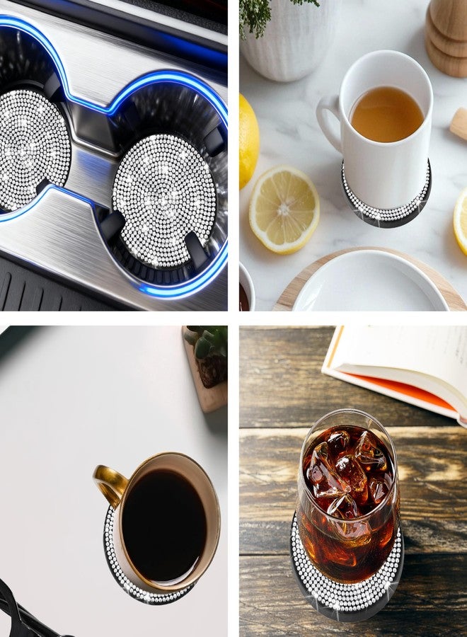 BFXM 2 PCS Car Cup Coasters, Universal Cup Holder Coaster for Car Interior Accessories, Bling CupHolders Insert for Women Non-Slip Silicone Car Cup Holder Coasters for Jeep Hyundai Kia Toyota Subaru - Image 4