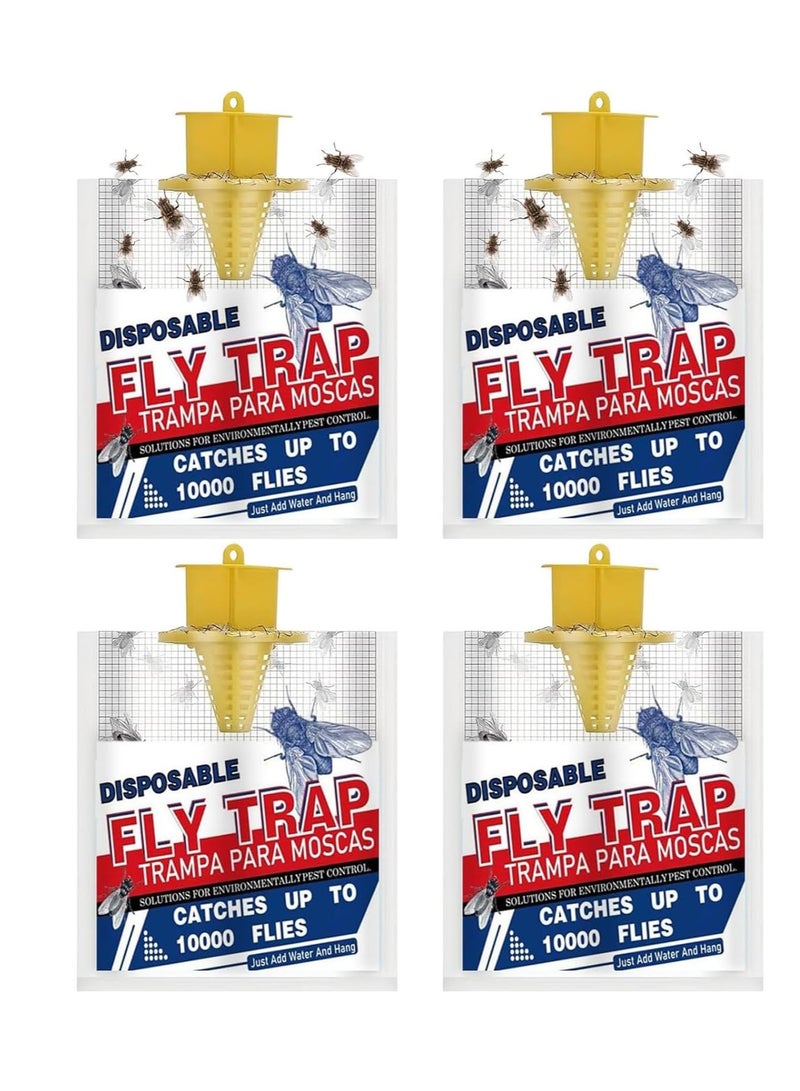 SOLARAE Fly Traps Outdoor Hanging 4 Pcs Home Fly Bags Outdoor Disposable Fly Killer with Natural Attractant Large Fly Trap Bag Bug Catcher Flying Insect Trap for Backyard Balcony Patio Camping - Image 1