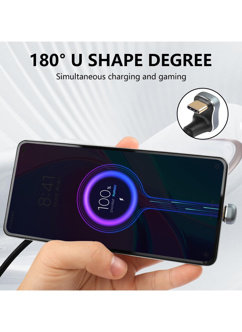 SYOSI - Cable USB C to C 100 W, Opposite U Shape Back Angled USB-C USB 3.2 Type C, Male to Female Extension Data Cord 10Gbps Fast Charging, Nylon Braided Cord for USB C Devices (0.5M/1.6FT) - Image 1