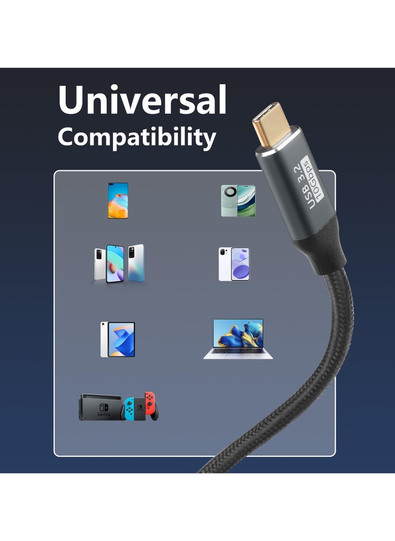 SYOSI - Cable USB C to C 100 W, Opposite U Shape Back Angled USB-C USB 3.2 Type C, Male to Female Extension Data Cord 10Gbps Fast Charging, Nylon Braided Cord for USB C Devices (0.5M/1.6FT) - Image 1