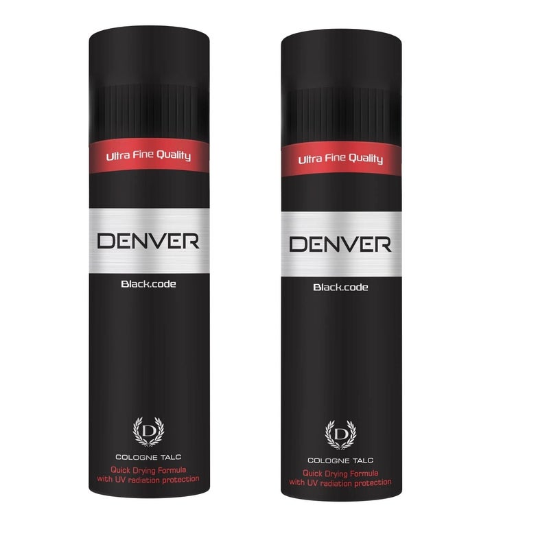 DENVER Black Code Talcum Powder 300GM Each  Pack of 2  Scented Talc for Men