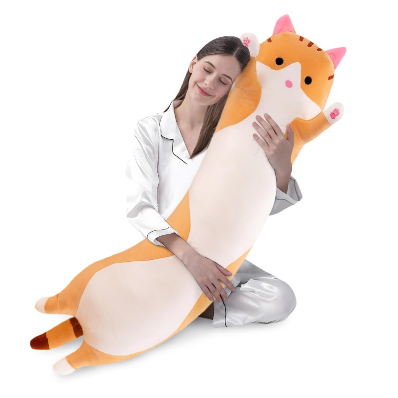 shangman Lovely Plush Cat Doll Cute Cartoon Soft Stuffed Kitten Pillow Long Throw Sleeping Pillow Doll Toy Gift for Kids Girlfriend Multiple Size Brown130cm511in - Image 2