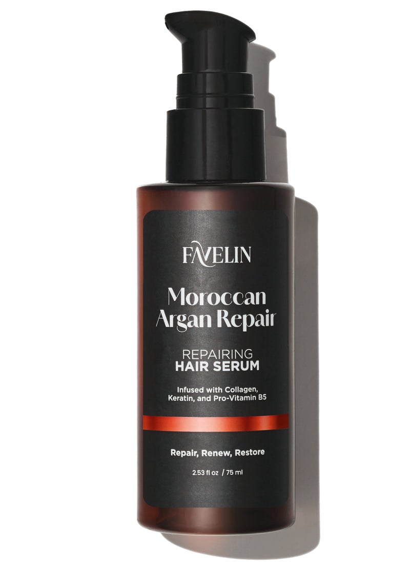 favelin - Moroccan Argan Repairing Hair Serum | Infused with Collagen, Keratin & Pro-Vitamin B5 | 75 ml - Image 1
