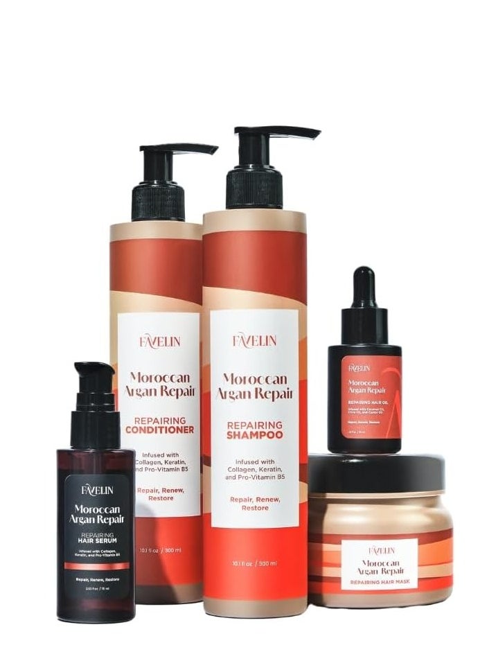 favelin - Moroccan Argan Repairing Hair Serum | Infused with Collagen, Keratin & Pro-Vitamin B5 | 75 ml - Image 1