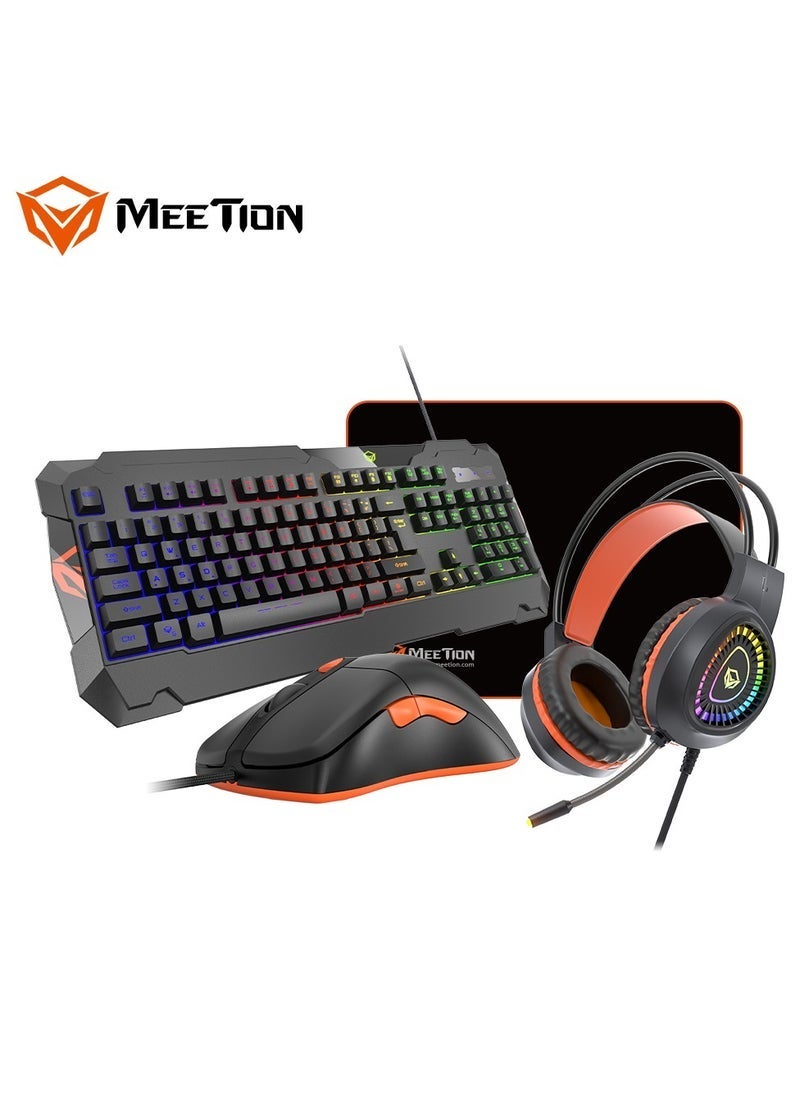 Meetion MT C505 4 in 1 Gaming Combo Kit, Anti Ghost RGB Gaming Keyboard, 5+1 Buttons 3200DPI Gaming Mouse, Backlit Gaming Headphone with Omni Directional Microphone, High Precision Gaming Mouse Pad - Image 1
