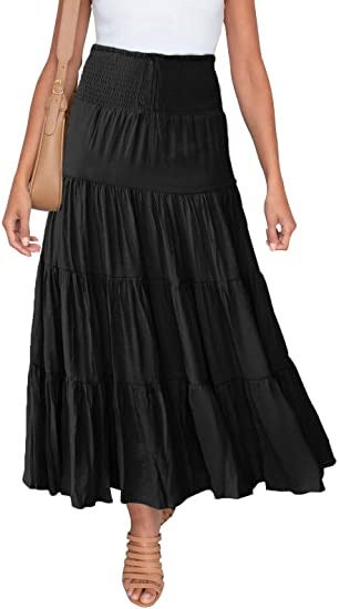 2022 Bohemian High Waist A-Line Maxi Skirt Navy blue  - Image 5