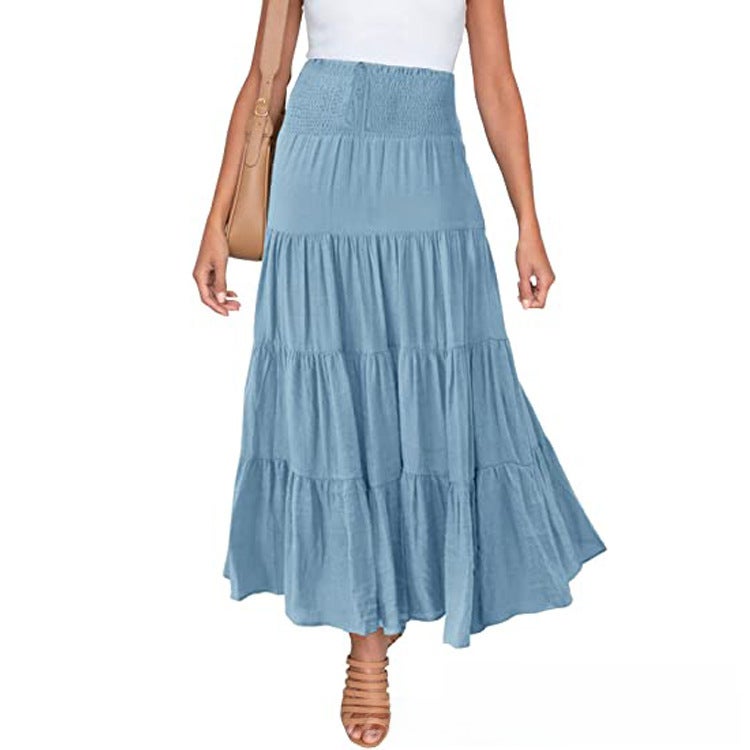 2022 Bohemian High Waist A-Line Maxi Skirt Navy blue  - Image 3