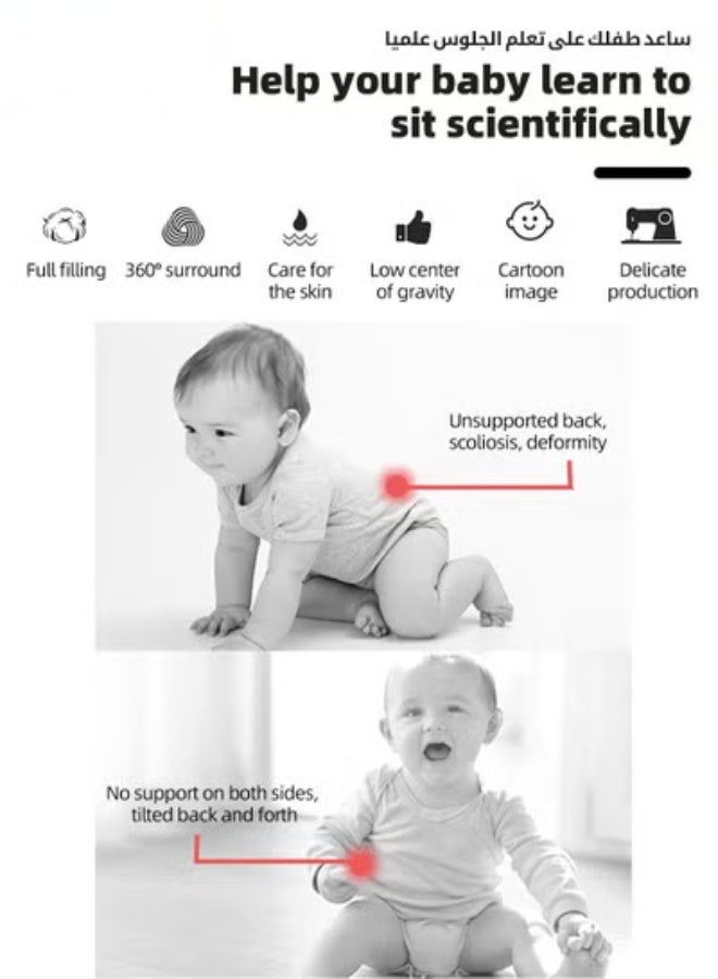 DOOKOO Baby Sitting Support Seat Sofa, Baby Sofa Learn Sitting Chair, Baby Sitting Chair, Infant Sit-up Sofa, Infant Floor Seat With Back Support, Toddler Activity and Feeding Seat, Gift for Kids Boy Girl - Image 3