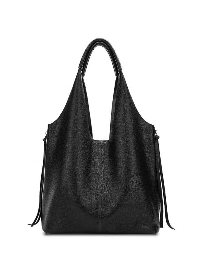 Blofinche Genuine Leather Hobo Tote Bag for Women, Large Soft Slouchy Handbag, Full Zip Laptop Work Bag, Solid Genuine Cowhide Leather Purse for Daily Office Shopping - Image 2