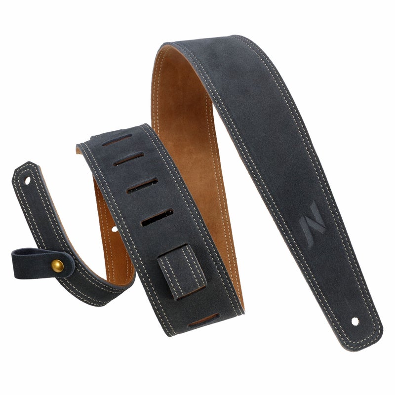 Nefelibata Guitar Strap, 2.5" Wide Bavarian Tumbled Leather Guitar Straps with Foam Padding and Cable Storage Loop, for Kids, Men and Women, for Acoustic, Bass and Electric Guitarsï¼ˆDark Grayï¼‰ - Image 1