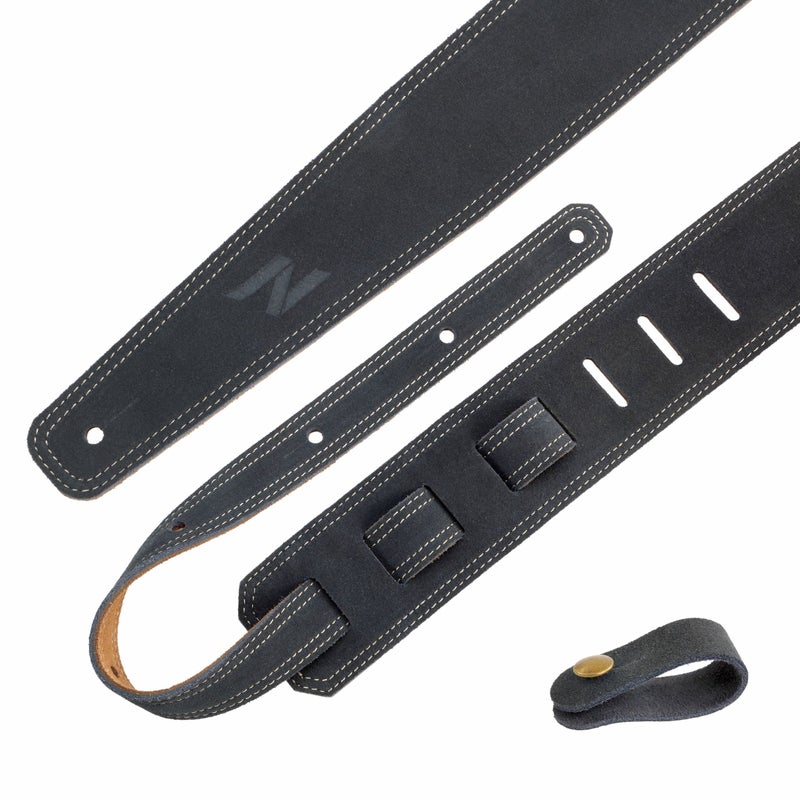 Nefelibata Guitar Strap, 2.5" Wide Bavarian Tumbled Leather Guitar Straps with Foam Padding and Cable Storage Loop, for Kids, Men and Women, for Acoustic, Bass and Electric Guitarsï¼ˆDark Grayï¼‰ - Image 4
