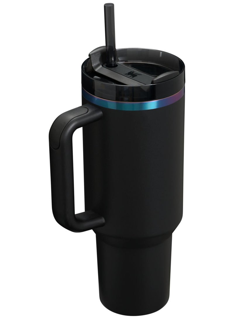 Stanley STANLEY Quencher H2.0 40oz Insulated Tumbler with Handle and Reusable Straw - Triple Mode Lid for Sip, Straw, and Leakproof Seal - 90% Recycled Stainless Steel, BPA-Free, Dishwasher Safe - Long-Lasting Cold Retention for Travel, Work, Fitness or Home Use - Ultra Durable & Stylish Black Chroma Edition  - Image 2