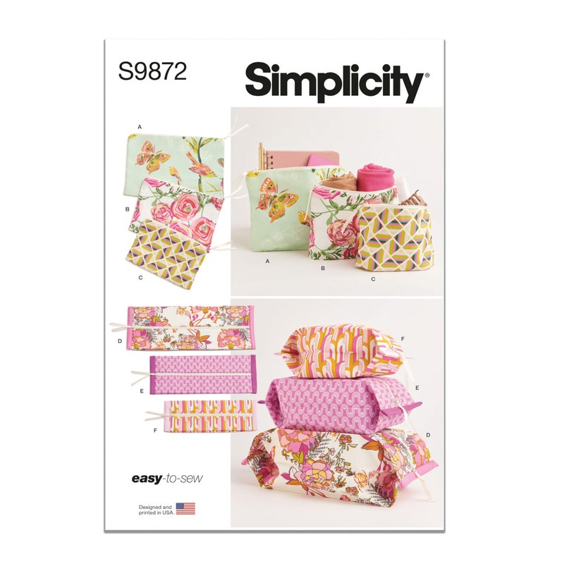 Simplicity SS9872OS Easy to Sew Zipper Cases Sewing Pattern Packet Design Code S9872 One Size - Image 2