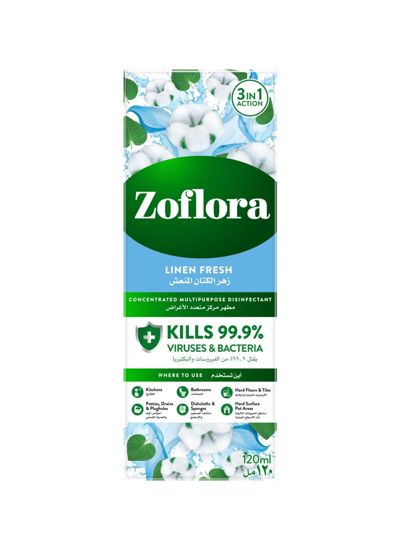 Zoflora Concentrated Disinfectant Linen Fresh 120ml  - Image 1