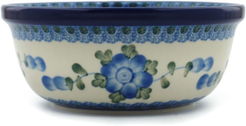 Polmedia Polish Pottery Authentic Polish Pottery Bowl 6inch in Blue Poppies Design Handmade in Bolesawiec Poland by Ceramika Artystyczna  Certificate of Authenticity - Image 3