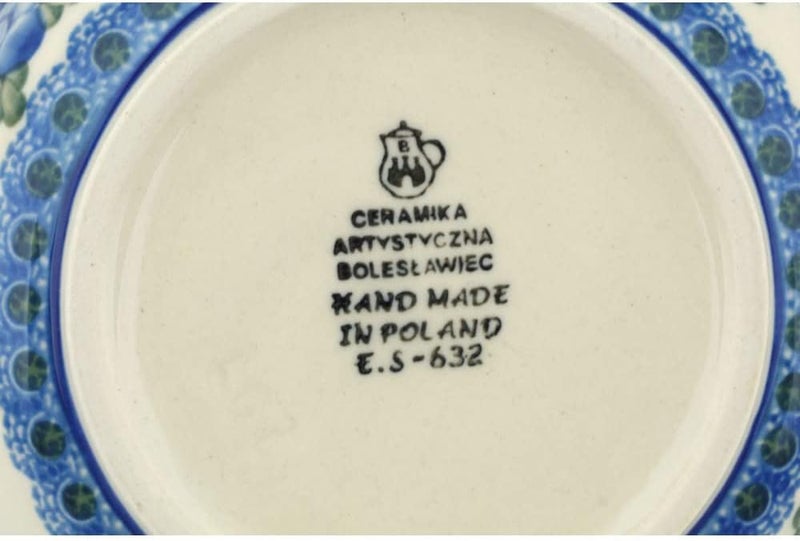 Polmedia Polish Pottery Authentic Polish Pottery Bowl 6inch in Blue Poppies Design Handmade in Bolesawiec Poland by Ceramika Artystyczna  Certificate of Authenticity - Image 4