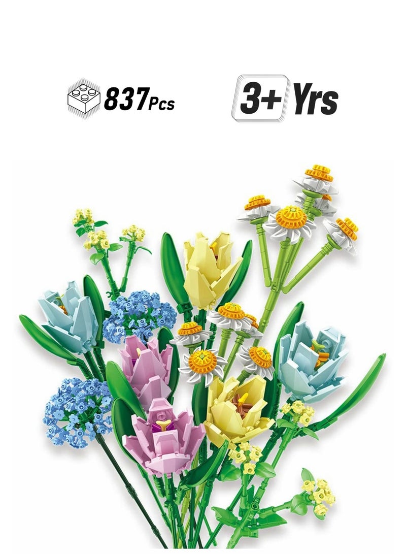 Excefore Flower Bouquet Building Kit Tulips Blocks Sets Botanical Collection Creative Project for Adult Home Decoration Compatible with Lego - Image 1