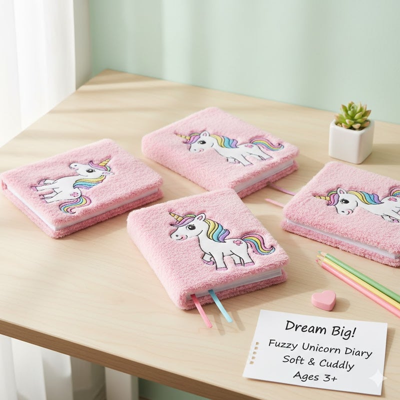 Mindfit Plush Unicorn Notebook Set for Kids - Image 4