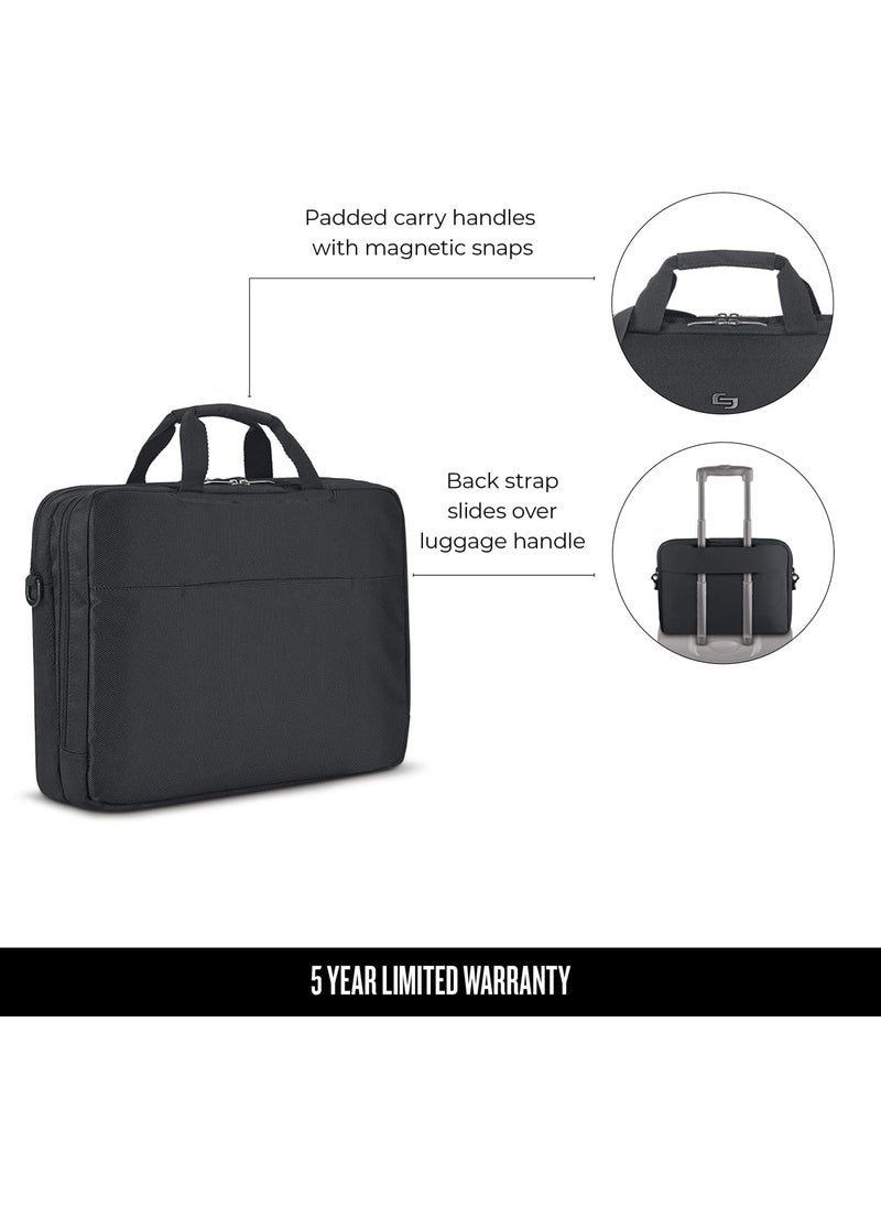 Solo Solo New York Briefcase  Laptop Carrying Bag for Women  Men Brief for Travel  Work Divided File Compartment Adjustable Shoulder Strap Fits 173 Computer  Chrysler Black  - Image 4