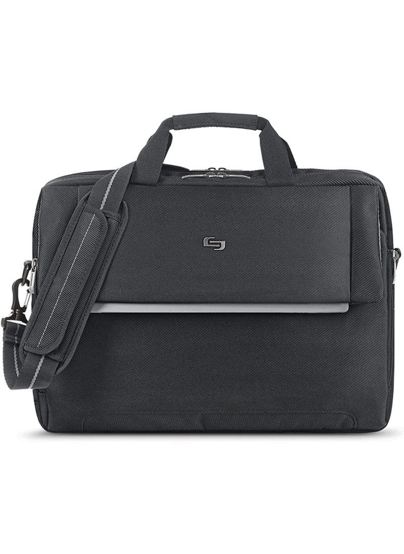 Solo Solo New York Briefcase  Laptop Carrying Bag for Women  Men Brief for Travel  Work Divided File Compartment Adjustable Shoulder Strap Fits 173 Computer  Chrysler Black  - Image 1