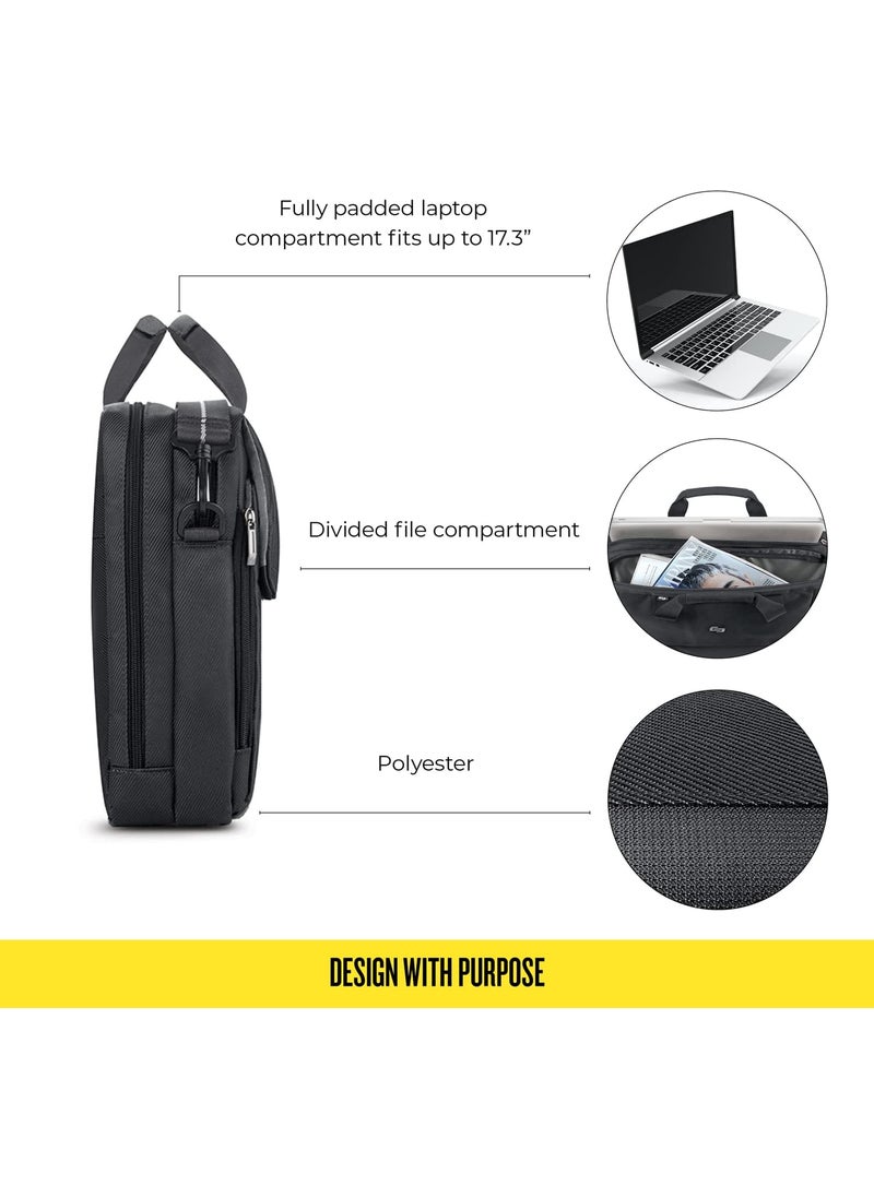Solo Solo New York Briefcase  Laptop Carrying Bag for Women  Men Brief for Travel  Work Divided File Compartment Adjustable Shoulder Strap Fits 173 Computer  Chrysler Black  - Image 3