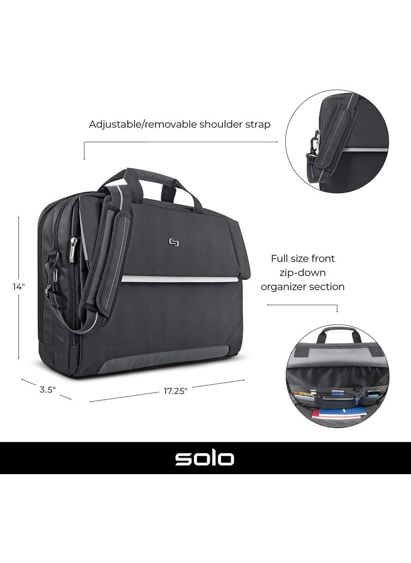 Solo Solo New York Briefcase  Laptop Carrying Bag for Women  Men Brief for Travel  Work Divided File Compartment Adjustable Shoulder Strap Fits 173 Computer  Chrysler Black  - Image 2