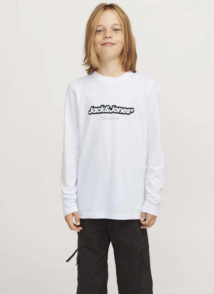 Jack & Jones Junior Kids Logo Print Crew Neck T-Shirt