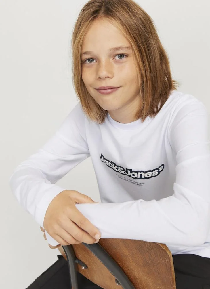 جاك وجونز جونيور Kids Logo Print Crew Neck T-Shirt