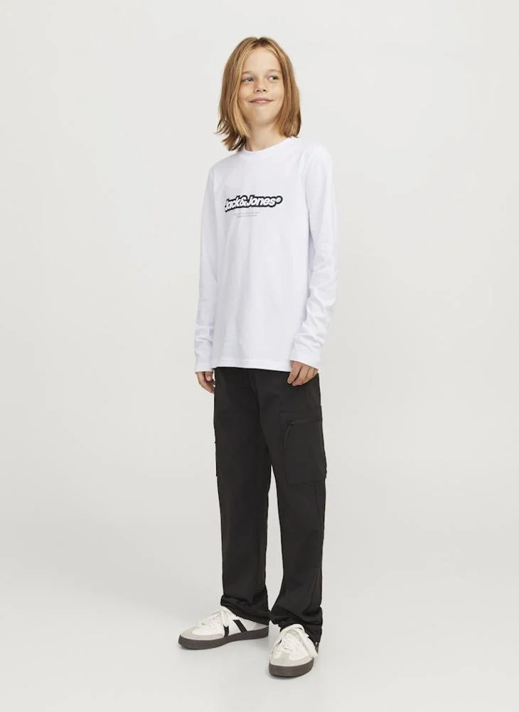 جاك وجونز جونيور Kids Logo Print Crew Neck T-Shirt