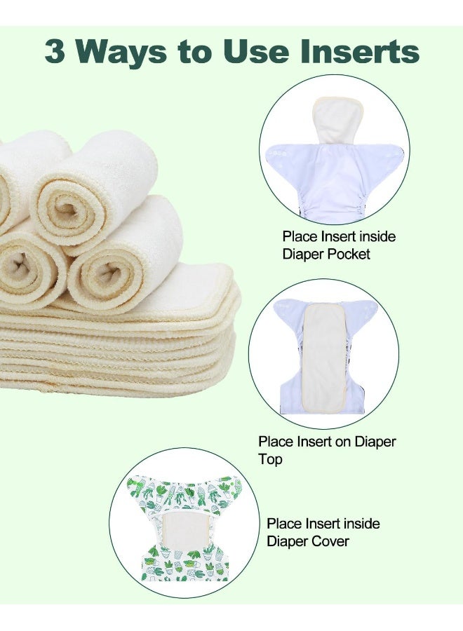 بيبي جول Babygoal Baby Cloth Diaper Inserts 12pcs, Reusable 3 Layer Rayon from Bamboo Inserts for Cloth Diapers and Diaper Covers - Image 4