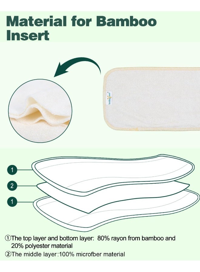 بيبي جول Babygoal Baby Cloth Diaper Inserts 12pcs, Reusable 3 Layer Rayon from Bamboo Inserts for Cloth Diapers and Diaper Covers - Image 2