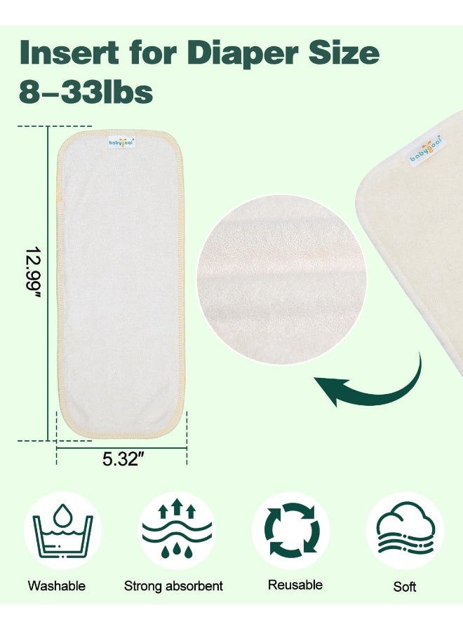 بيبي جول Babygoal Baby Cloth Diaper Inserts 12pcs, Reusable 3 Layer Rayon from Bamboo Inserts for Cloth Diapers and Diaper Covers - Image 3
