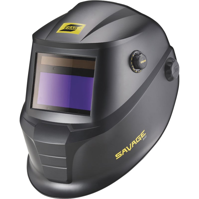 ESAB 0700000490 SAVAGE A40 Black AutoDarkening Welding Helmet External Shade Adjustment Four Arc Sensor Auto Darkening 393 x 196 True Color Viewing Lens SensitivityDelay Control