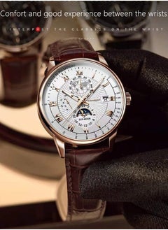 POEDAGAR Man Watch,Waterproof Luminous Classic Leather Watch For Man 40mm  - Image 5