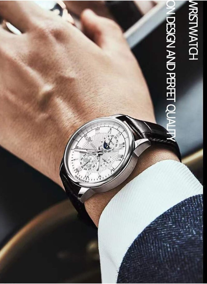 POEDAGAR - Man Watch,Waterproof Luminous Classic Leather Watch For Man 40mm - Image 1