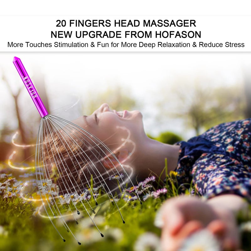 HOFASON 4PCS Head Massager Head Scratcher with 20 Fingers, Scalp Massager Christmas Gift Ideas Stocking Stuffers for Women Men, Massager Tool Bulk Set for Hair Growth and Body Stress Relax - Image 2