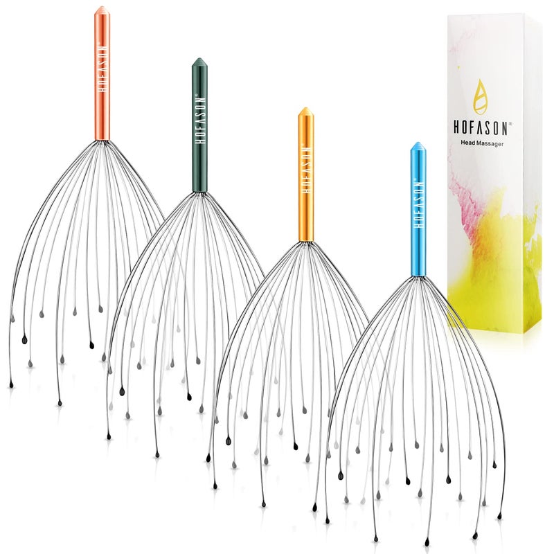 HOFASON 4PCS Head Massager Head Scratcher with 20 Fingers, Scalp Massager Christmas Gift Ideas Stocking Stuffers for Women Men, Massager Tool Bulk Set for Hair Growth and Body Stress Relax - Image 1